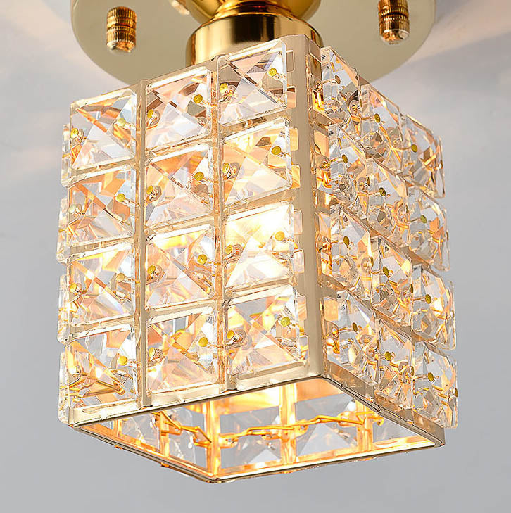 Modern Creative Crystal 1-Light Semi-Flush Mount Ceiling Light