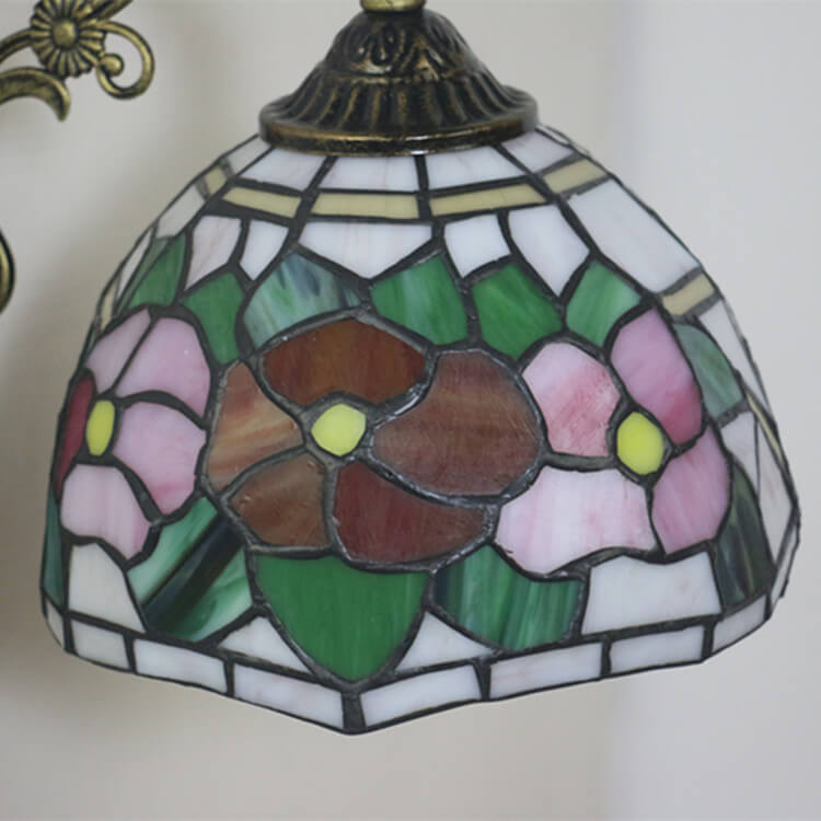 Tiffany European Stained Glass Flower 1-Light Wall Sconce Lamp