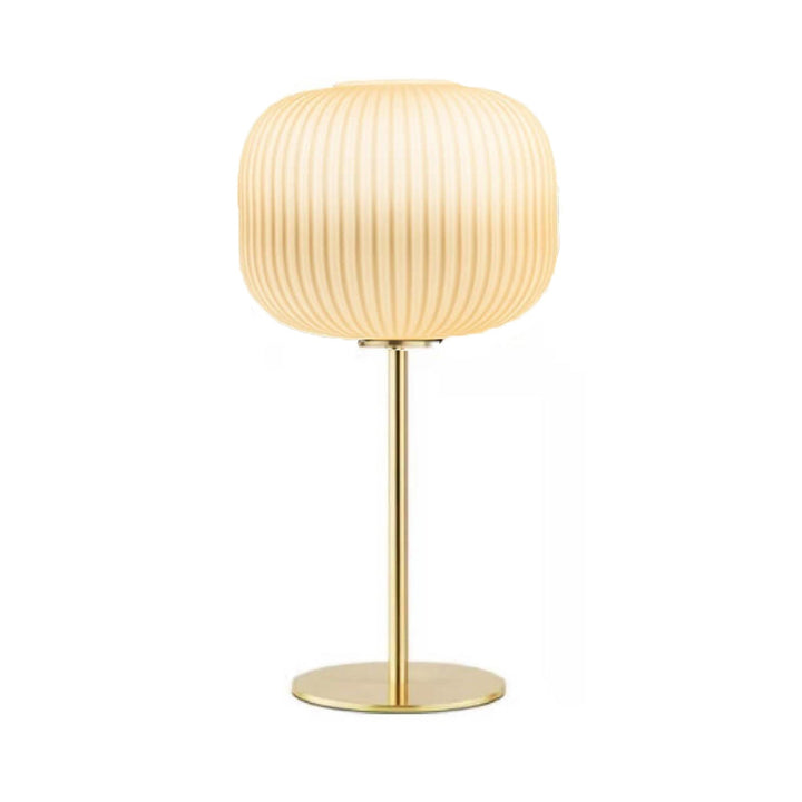 Lampe de table ovale à 1 lumière en verre à rayures blanches lait de luxe nordique 
