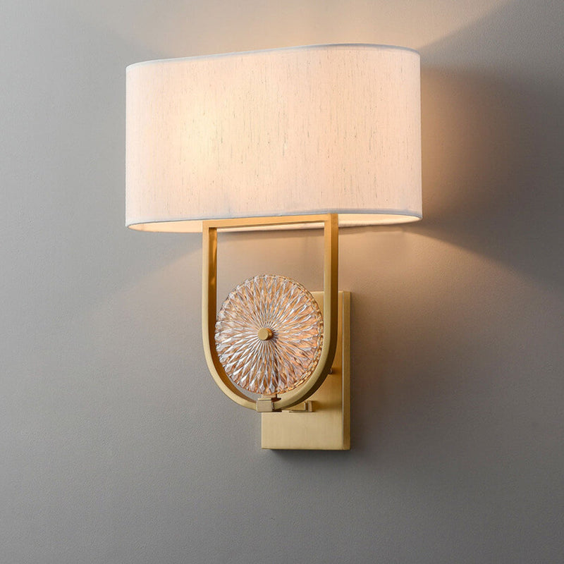 Modern Copper Chinese Simple Fabric Lamp Shade 1-Light Wall Sconce Lamp