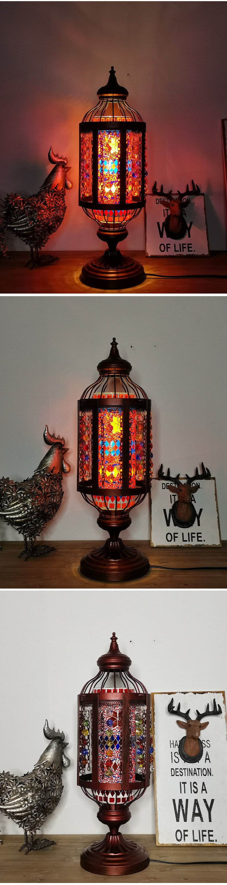 Türkische Vintage Laterne aus Buntglas mit 1 Leuchte 