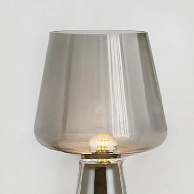 Nordic Goblet-shaped Glass Cement Base 1-Light Table Lamp