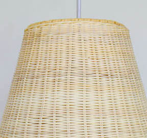 Rustic Rattan Weaving Cylinder Dome 1-Light Pendant Light