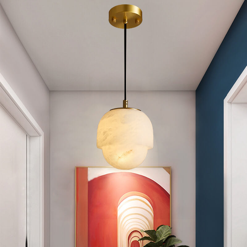 Lámpara colgante moderna minimalista de mármol esférico de 1 luz 