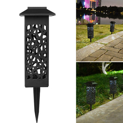 Outdoor Solar Hollow Square Column LED Patio Lawn Ground Plug Light