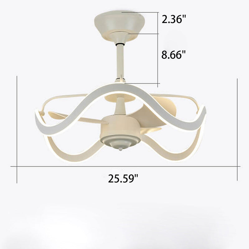 Lumière de ventilateur de plafond silencieux à tiges descendantes circulaires inversées de luxe moderne 