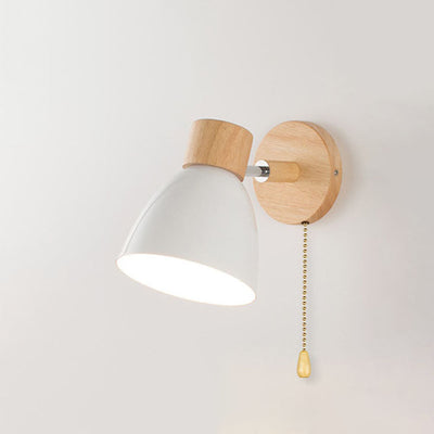 Modern Minimalist Solid Color Macaron Iron Wood 1-Light Wall Sconce Lamp