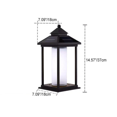 Modern Minimalist Solar Spire Quadrangle Aluminum Acrylic LED Post Head Light For Outdoor Patio