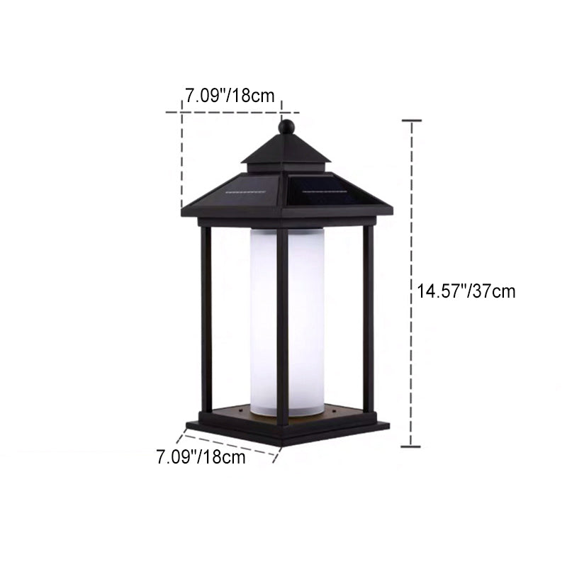 Moderno Minimalista Solar Espiral Cuadrángulo Aluminio Acrílico LED Cabezal de Poste para Patio Exterior 