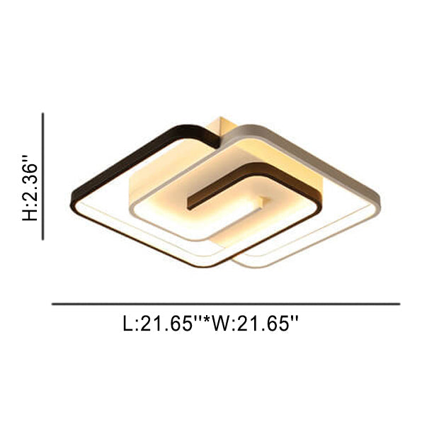 Moderne kreative quadratische LED-Deckenleuchte aus Aluminium mit halbbündiger Montage 