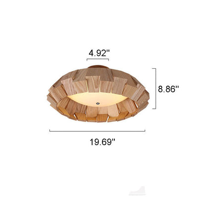 Modern Wooden Southeast Asian Style LED Flush Mount Light