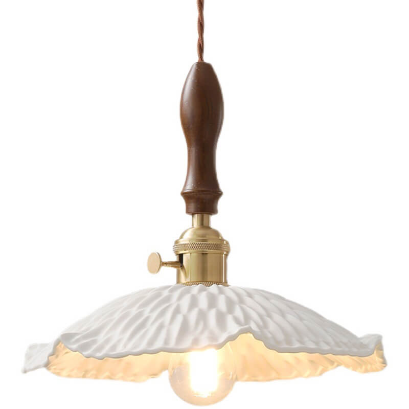 Lámpara colgante vintage de cerámica Petal de 1 luz 