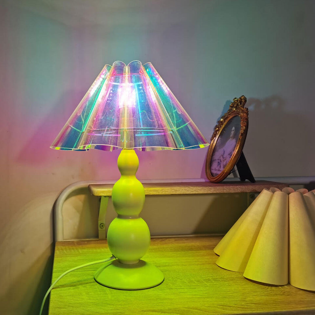 Vintage Petal Faltenstoffschirm Kürbisfuß 1-Licht Tischlampe 