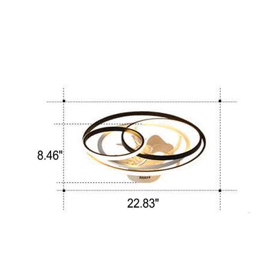 Simple Creative Double Ring Overlap Design LED Flush Mount Ceiling Fan Light