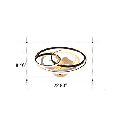 Einfaches kreatives Doppelring-Überlappungs-Design LED-Deckenventilator-Leuchte für flächenbündigen Einbau 