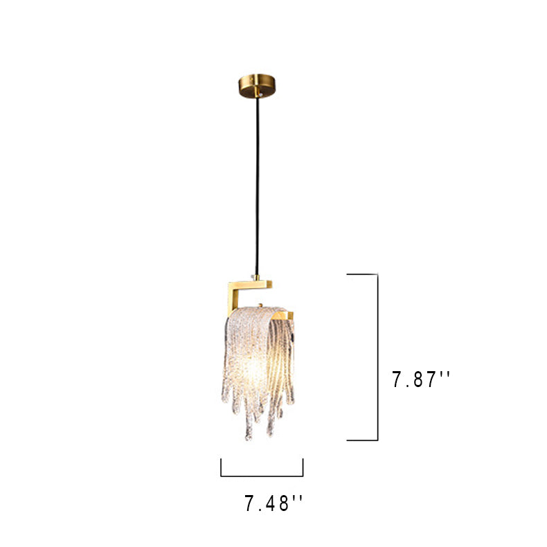 Modern Luxury Freeze Glass Brass LED Pendant Light