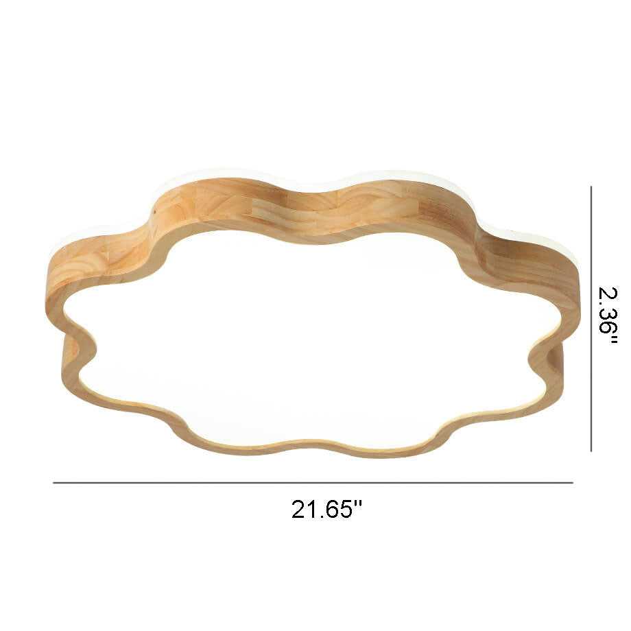 Luz de techo LED montada al ras de madera con forma de flor nórdica 