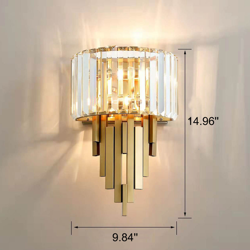 Modern Luxury Crystal Columnar 2-Light Wall Sconce Lamp