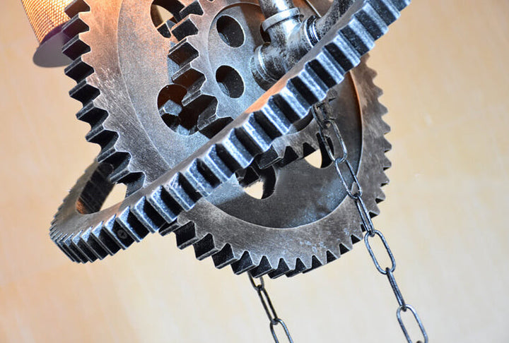Vintage Industrial Iron Gear Shape 2-Light Chandelier