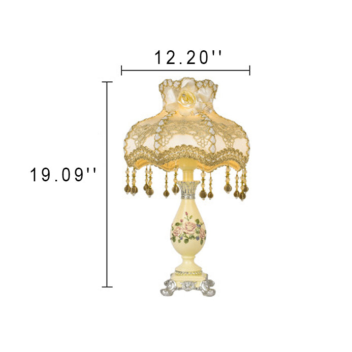 Europäischer Stil Hof Stoff Kuppel 1-Licht Tischlampe 