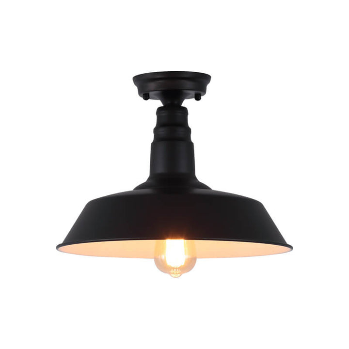 Industrial Retro Iron Barn 1-Light Semi-Flush Mount Ceiling Light