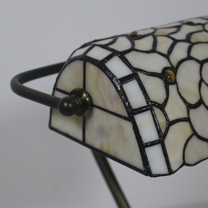 Vintage Tiffany Baroque Stained Glass 1-Light Zipper Switch Table Lamp