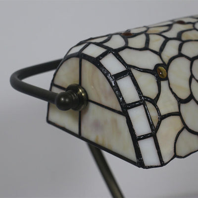 Vintage Tiffany Baroque Stained Glass 1-Light Zipper Switch Table Lamp