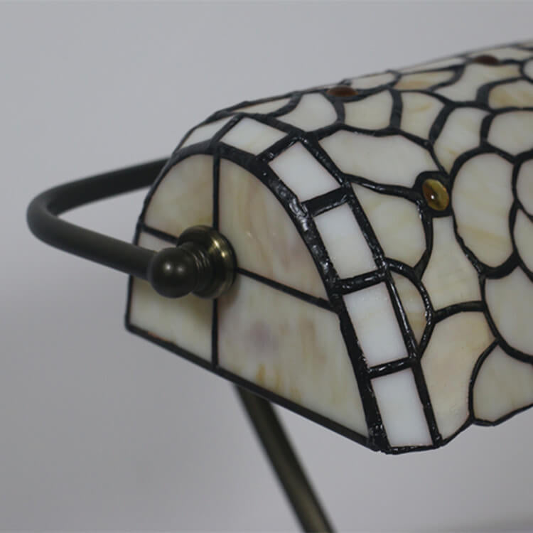 Vintage Tiffany Baroque Stained Glass 1-Light Zipper Switch Table Lamp