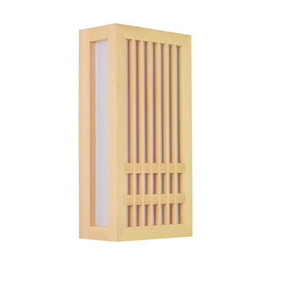 Simple Solid Wood Rectangular 1-Light Japanese Wall Sconce Lamp