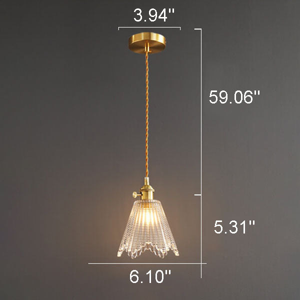 Modern Luxury Glass Bell Shade Brass 1-Light Pendant Light