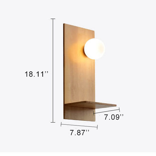 Nordic Solid Wood Glass Globe 1-Light  Wall Sconce Lamp