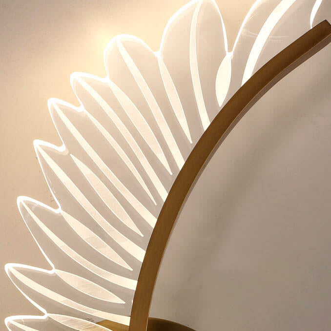 Moderne Acryl Feder Gold Kupfer LED Wandleuchte 