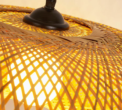 Modern Bamboo Weaving Flying Saucer 1-Light Pendant Light