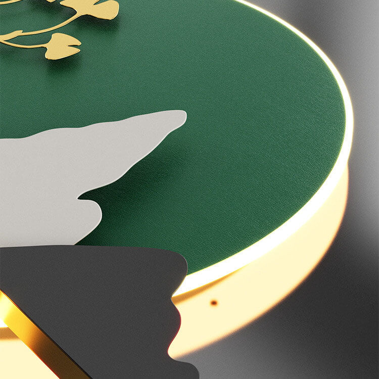 Modern Landscape Metal Leather Round LED Decorative Wall Mural Lamp