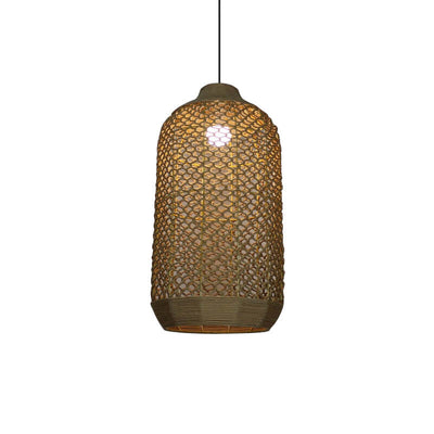 Retro Hemp Rope Weaving Column 1-Light Pendant Light