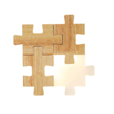 Nordic Wood Puzzles 1-Light LED Wall Sconce Lamp