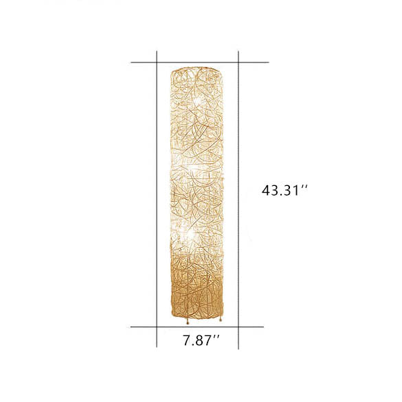 Minimalist Rattan Weaving Column Shaped 3-Light Standing Floor Lamp