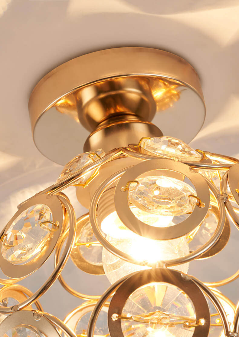 Plafonnier semi-encastré moderne européen en cristal à 1 lumière 
