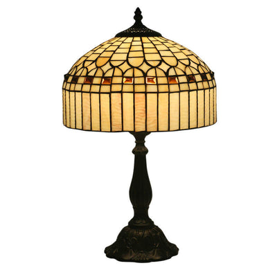 European Tiffany Yellow Baroque Glass 1-Light Table Lamp