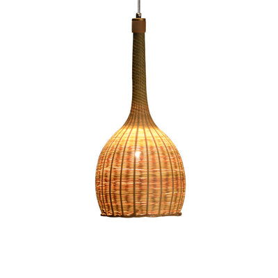 Bamboo Weaving Bottle Shape 1-Light Chinese Style Pendant Light