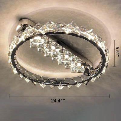 Modern Luxury Crystal Circle LED Semi-Flush Mount Ceiling Light