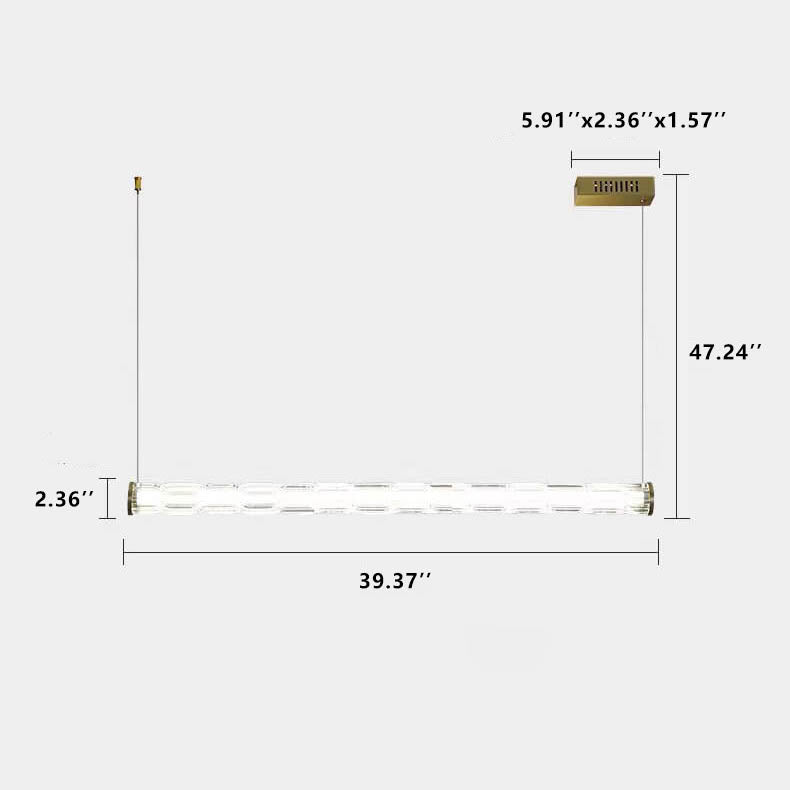 Modern Textured Glass Long Bar 1-Light LED Chandelier