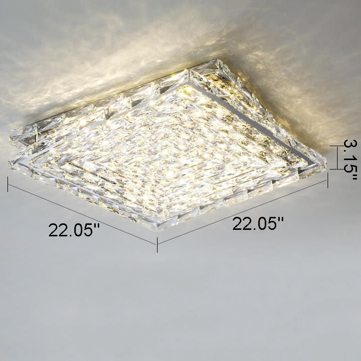 Modern Luxury Crystal Square LED Flush Mount Ceiling Light