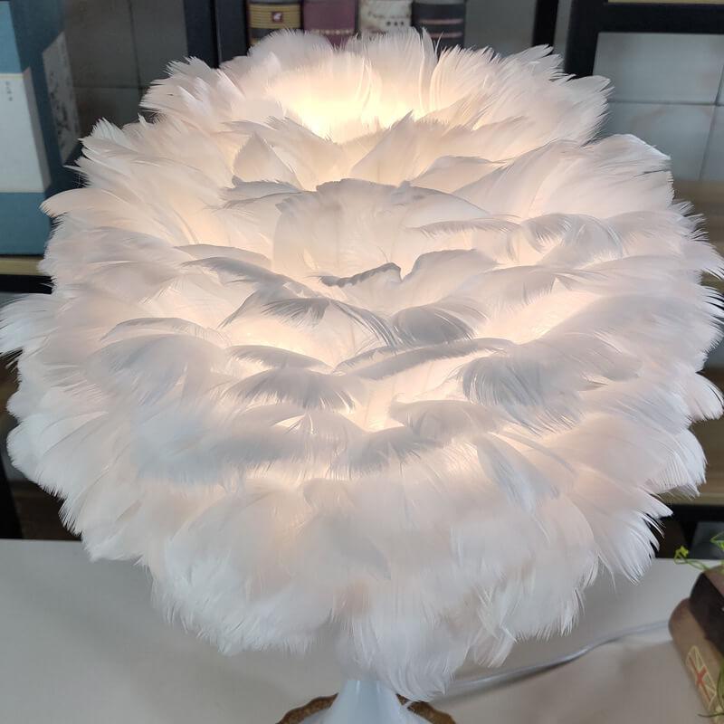 Lampe de Table à Base de Goutte Globe 1 Lumière Moderne Plume 