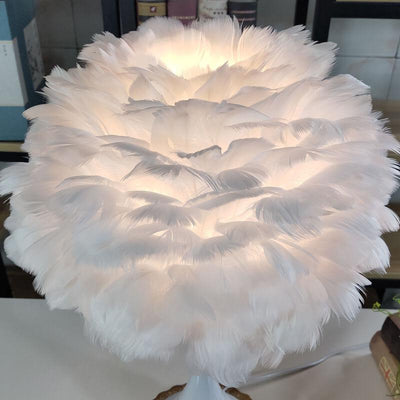 Modern Feather 1-Light Globe Teardrop Base Table Lamp
