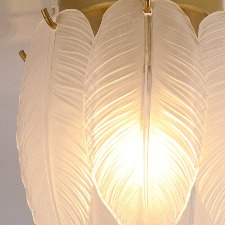 Light luxury Creative Feather Glass 1-Light Semi-Flush Mount Ceiling Light