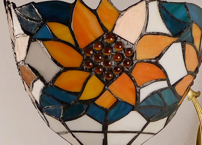 Tiffany Sunflower Stained  Glass Bowl Shade 1-Light Wall Sconce Lamp