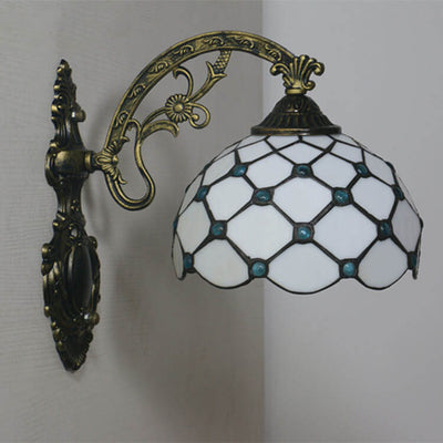 Lámpara de Aplique de Pared de Vidrio Semicircular Europeo de 1 Luz Tiffany 