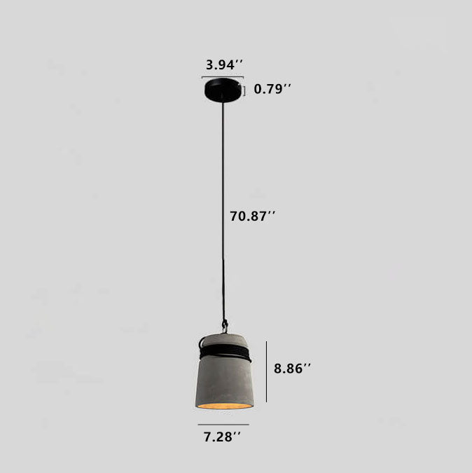 Industrial Cement Column Rope Wire 1-Light Pendant Light