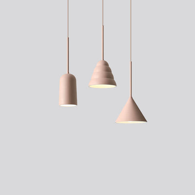 Moderne minimalistische 1-flammige Pendelleuchte aus geometrischem Metall in Macaron-Optik 